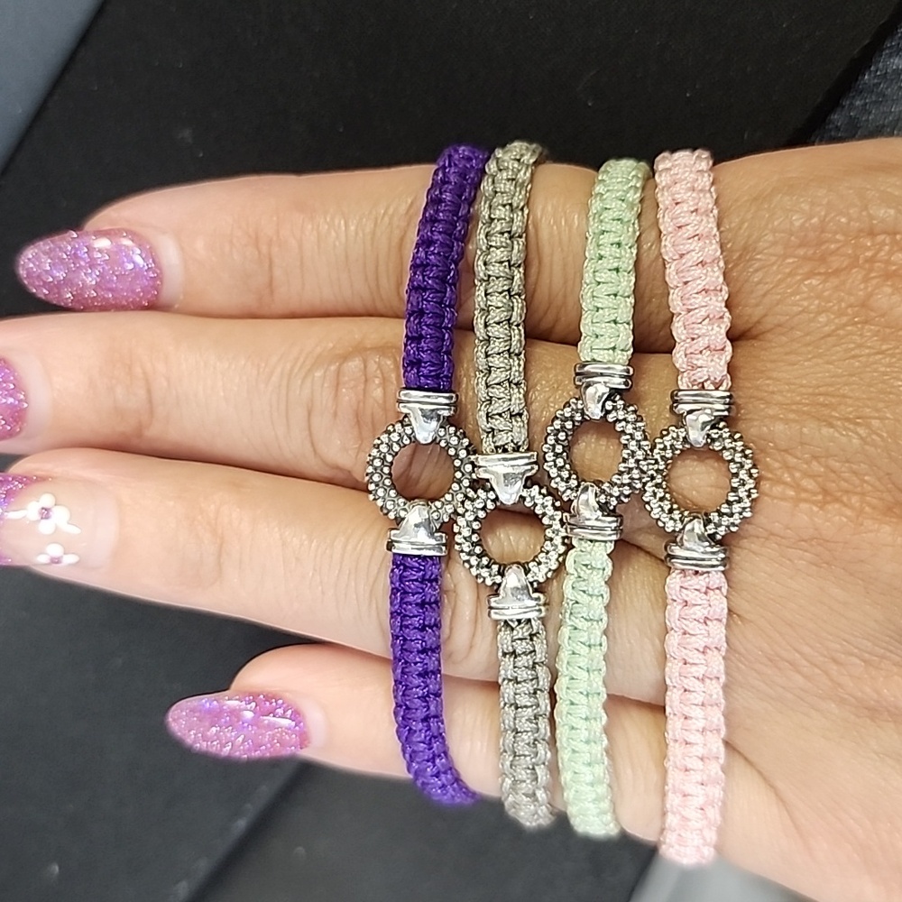 Lot of 12 Lagos Designer Sterling Silver Braided Cord Adjustable Bracelets